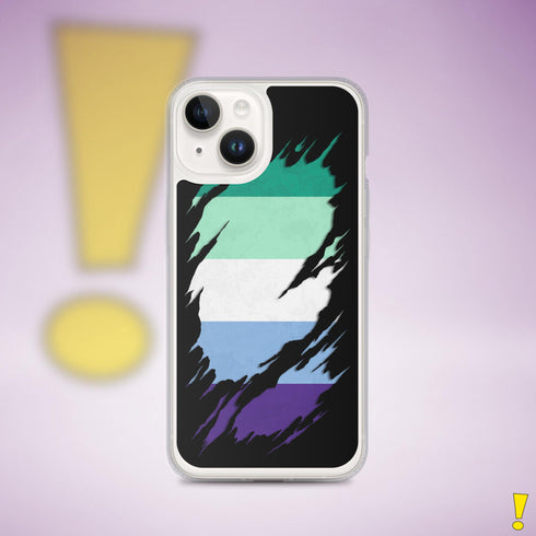 Gay Male Pride Flag Ripped Reveal Clear Case for iPhone®
